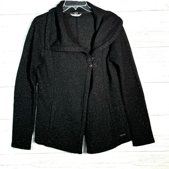 Smartwool Black Two Button Cardigan Sweater Wrap Wool Blend - Picture 1 of 6